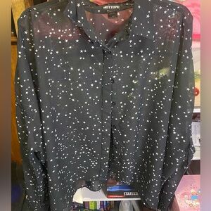 Hot Topic Star Print Oversized Button Up